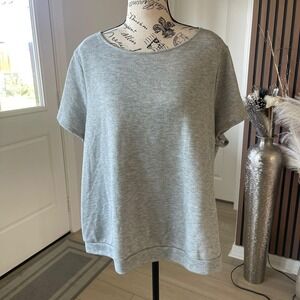 ModCloth Women's 2X Gray Knit Tie Back Short Sleeve Top Casual‎